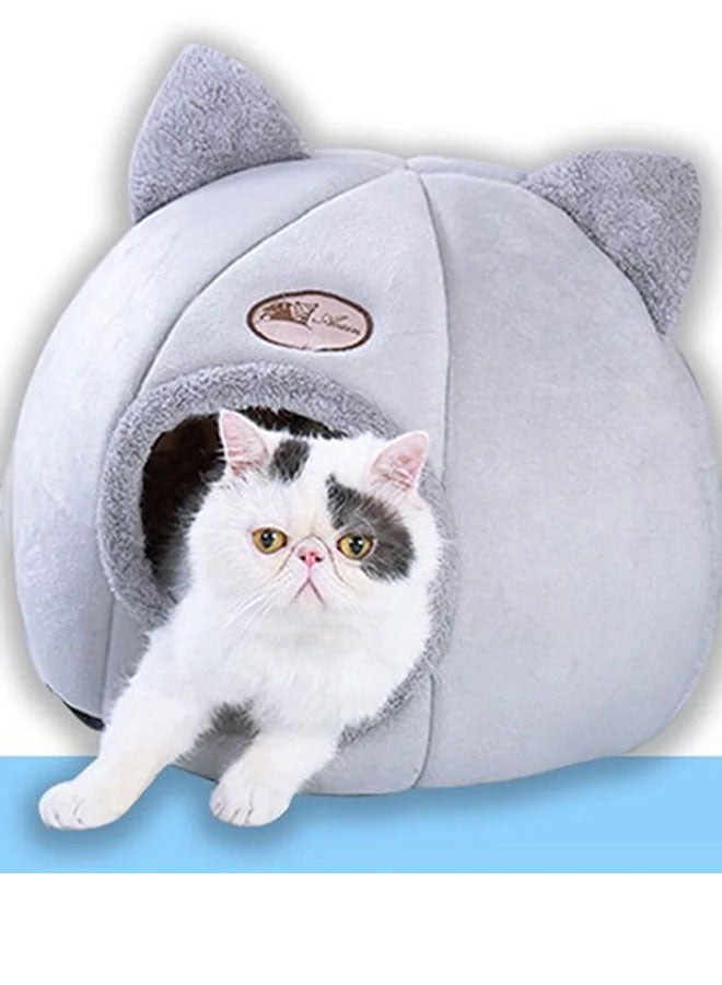 سرير قطط كبير على شكل كهف 2 في 1 مع وسادة قابلة للإزالة والغسيل، مع سرير دافئ وناعم مريح للقطط والكلاب. منزل للراحة ونوم القطط في شكل كهف (حجم كبير). - Image 4